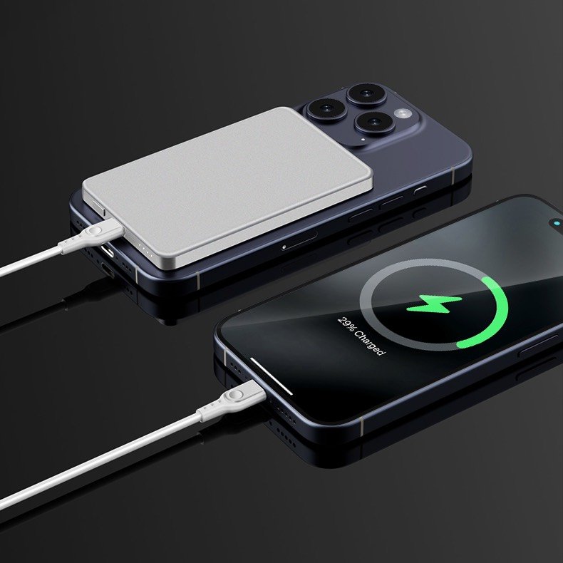 20W PD Fast Charging Magnetic Power Bank - Wireless & Wired 2-in-1 Portable Charger - Snap-and-Go Battery for iPhone & Android
