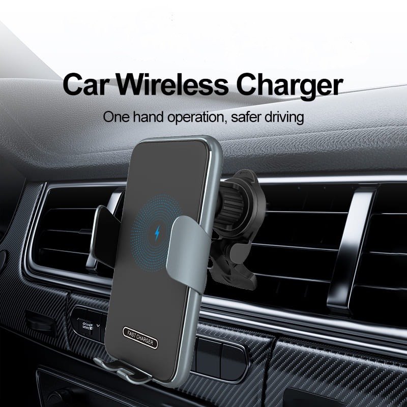 Smart auto clamping wireless car charger mount opening arms for smartphone