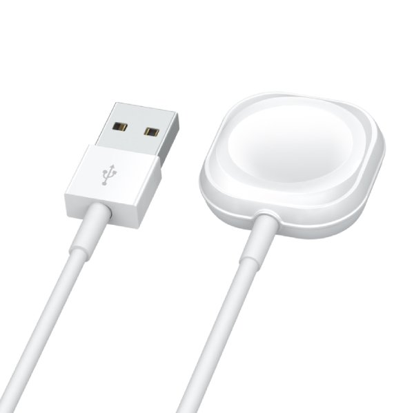 Wireless smartwatch charger on bedside table