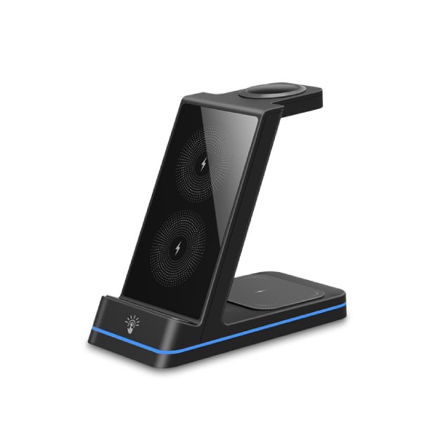 Promotional lightweight 3-in-1 wireless charging stand with printed brand logo