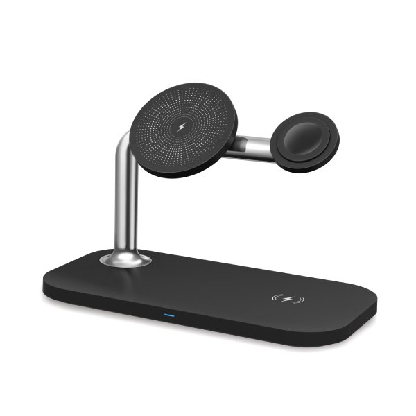Premium aluminum multi-functional wireless charger on modern office desk